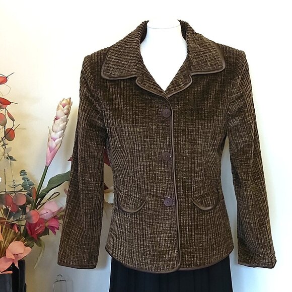 NWT Comfy Lined Brown Blazer Jacket Spring Fall Winter Jackets Tag Size M - Picture 3 of 6